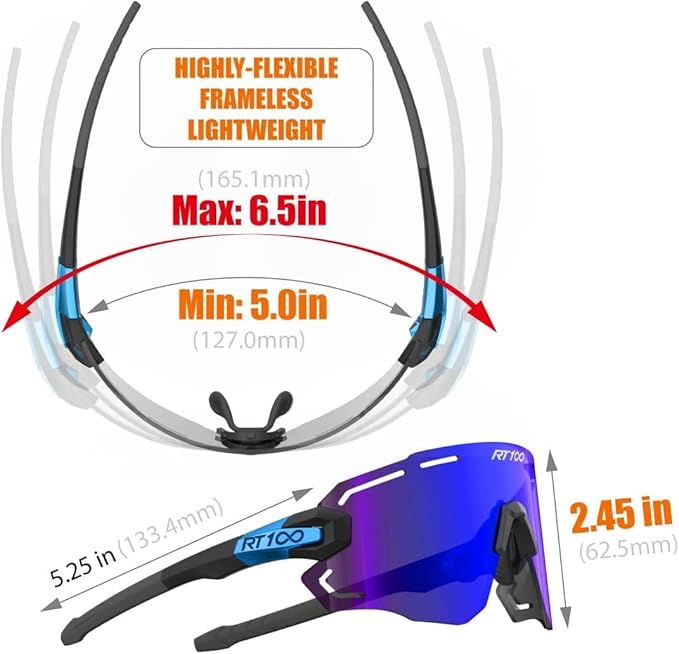 RIDE YOUR WAY Professional wrap around Frameless Cycling Sunglasses for Men and Women