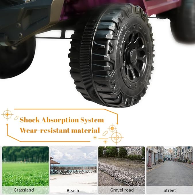 12V Ride On Car, Electric Car for Kids, 12V Ride on Toys, Kids Cars with 3 Speeds Adjustable w/Bluetooth, Parent Remote Control, Spring Suspension, AUX Port-Purple