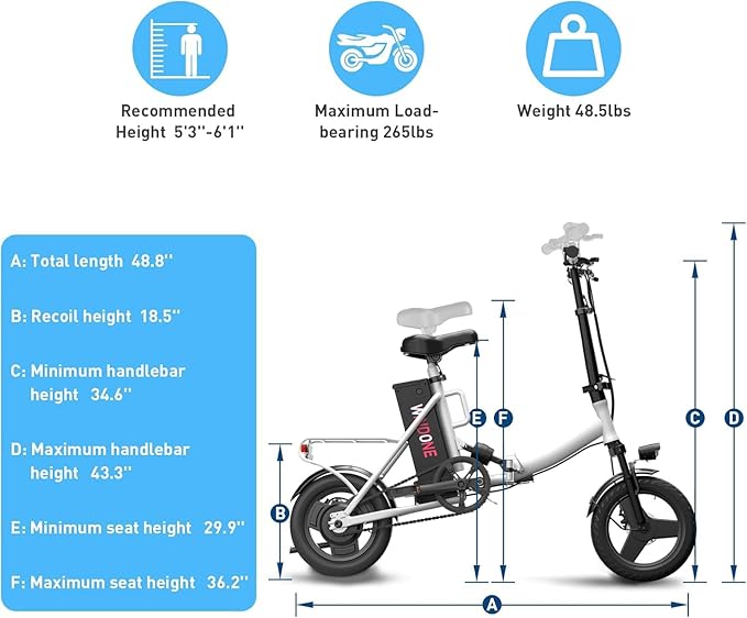 S14/S16 Electric Bike for Adults, Max 19/22 MPH Speed & 28/50 Miles Range (PAS), 500W/750W Peak Motor, Foldable, Lightweight, Shock Absorbers, UL 2849 Certified Ebike