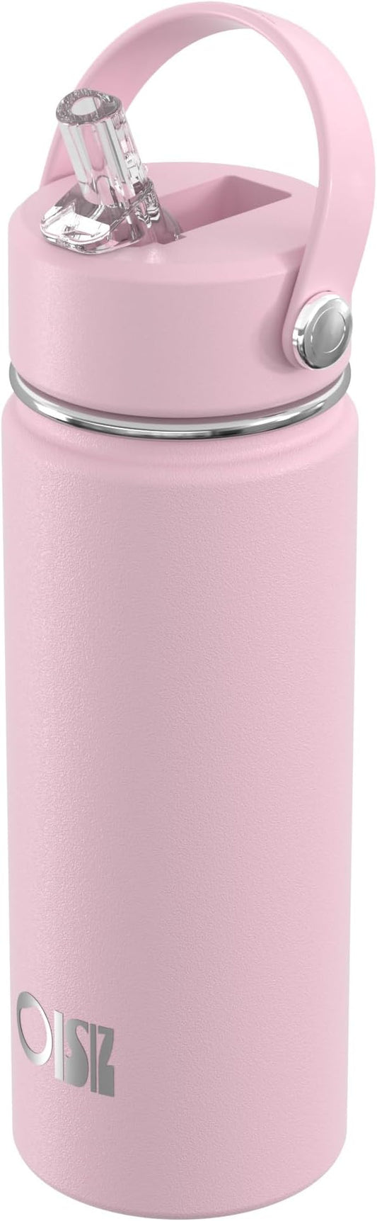 OISIZ 18oz Kids Water Bottle with Straw Lid, Vacuum Insulated Water Bottle 316 Stainless Steel Bottles for Kids for School, Leakproof Water cups, BPA Free and Keep Cold for 24 Hours,Easy to Clean