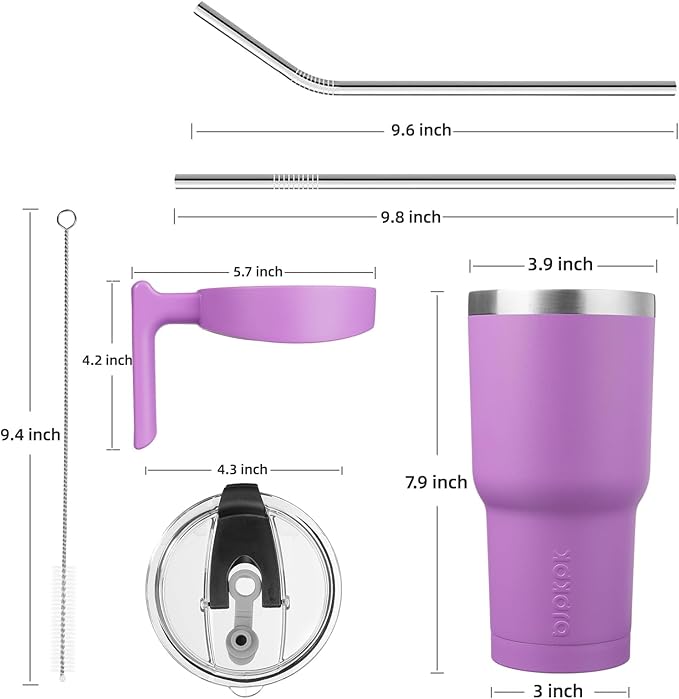 BJPKPK 30 oz Tumbler With Handle Stainless Steel Insulated Tumbler With Lid And Straw Travel Coffee Cups For Women And Men,Lavender