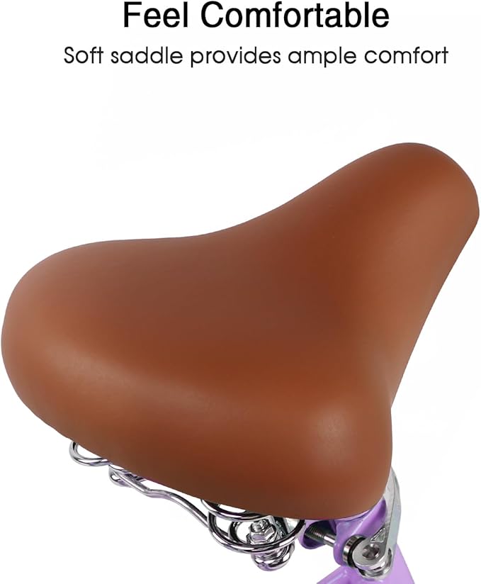 Glerc 20 24 26 Inch Beach Cruiser Bike, 6-Speed Hybrid City Bicycle for Girls Youth and Over 6 Years Old, Missy Bike with Wicker Basket & Lightweight, Multiple Colors