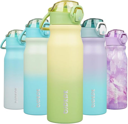 BJPKPK Stainless Steel Insulated Water Bottle With Straw Lid 25oz Reusable Metal Thermo Bottles Keep Cold And Hot,Lime