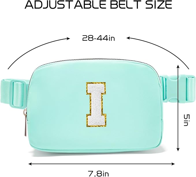 Gitus Birthday Gifts for 8 9 10 11 12 13 Year Old Girls Personalized Fanny Pack Crossbody Bags with Initial Letter Patch Belt Bag for Teen Girls Cute Trendy Stuff Travel Essentials (Mint Green-I)
