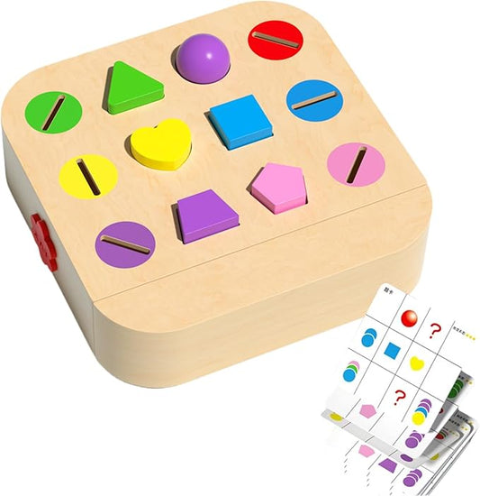 Wooden Shape Sorter Toy - Wood Shape Matching Toys Educational Color Sorting Games - for Preschool Learning Activity Baby Girl Toddler Boy Kid Birthday