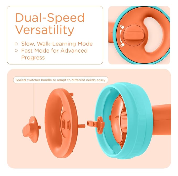 KÜB Montessori Baby Walker - Interactive Push Toy for Toddlers Learning to Walk with Soft Music & Lights, Adjustable Speed & Non-Slip Wheels, Educational Activity Center