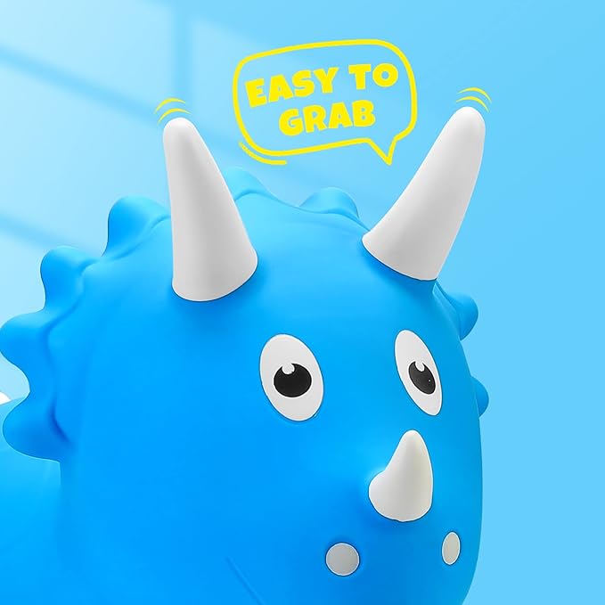 PlayZap Dinosaur Bouncy Horse Hopper, Bouncy Animals Hopper for Toddlers, Inflatable Jumping Ride on Dinosaur Triceratops Hopper, Kids Hopping Toys for 18M 2 3 Years Old Kids Boys Girls Gifts