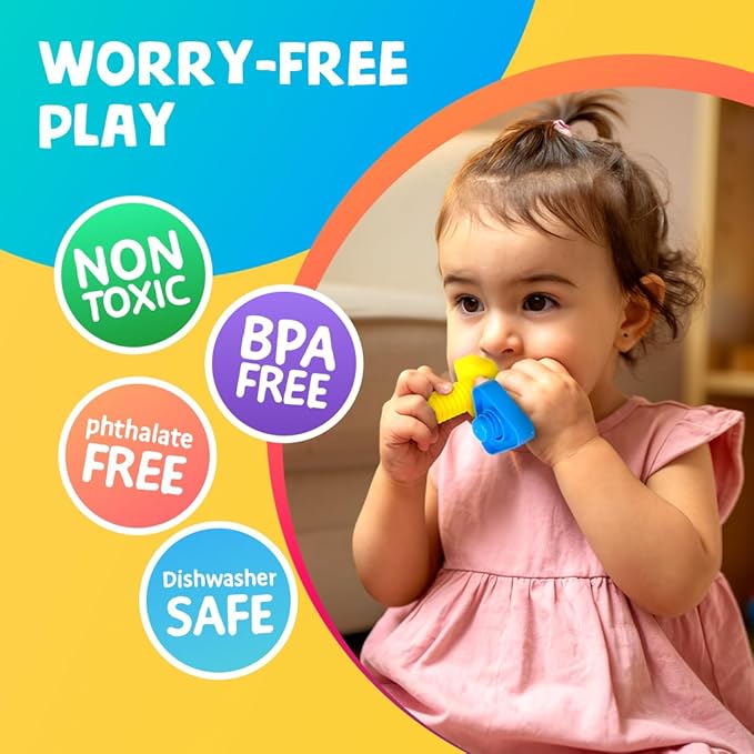 Skoolzy 24-Piece Nuts and Bolts - Montessori Motor Skill Set for 18 Month+ Kids with eBook