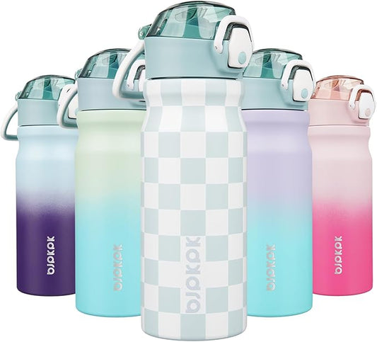 BJPKPK Stainless Steel Insulated Water Bottle with Straw Lid 18oz Reusable Metal Thermal Flask Bottles Keep Cold and Hot,Plaid