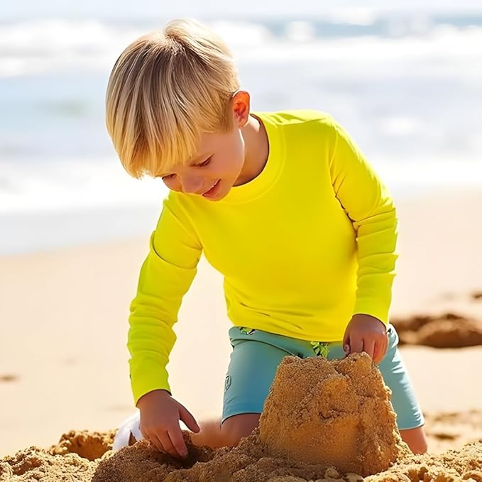 INGEAR Boys' Rash Guard UPF 50+ Swim Shirt - Lightweight, Quick-Dry, Durable Sun Protection for Swimming, Sizes XS-XL