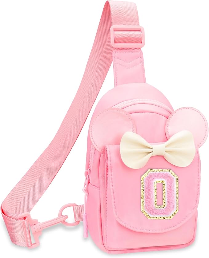 Girls Birthday Gifts for Kids - Initial Pink Small Sling Bags for Girl Fanny Pack Belt Bag for Personalized Crossbody Bags Purse for Kids Daughter Sister Little Girl Gifts Pink O