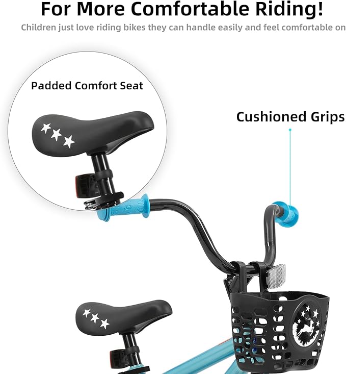 KEANO Cervine 14 16 20 Inch Kids Bike for Boys Girls Ages 3-10 Years, 14 16 Inch Toddler BMX Bikes with Training Wheels and Basket, 20 in Children Bicycles with Kickstand