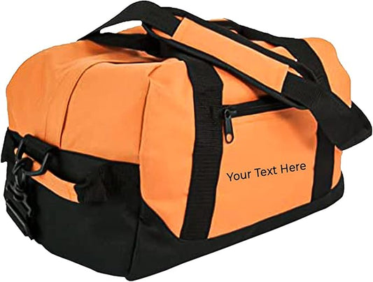 Personalized Passion Small Duffle Bag for Boys and Girls - Perfect Sized 14” Two Toned Travel Duffle - Personalized Name Sports Gym Bag for Storage - Orange