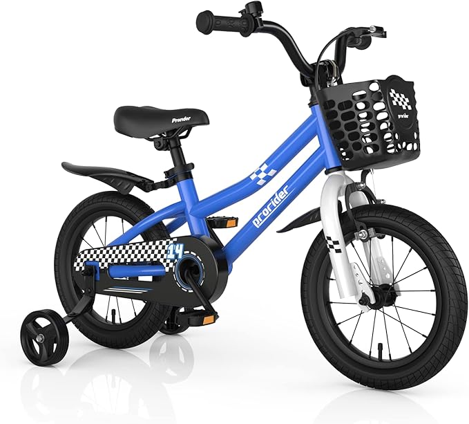 BABY JOY Kids Bike, 12 14 16 18 Inch Children Bikes for Boys Girls Age 3-8 Years w/Training Wheels, Handbrake, Coaster Brake & Removable Basket, Kids Bicycle of Multiple Colors