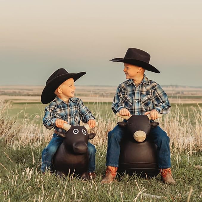 Big Country Toys Bouncy Bull Kids Toys - Rodeo Ride On Toys for Ages 3+ - Bouncy Animals for Toddlers - Inflatable Kids Hopper Toy with Hand Pump