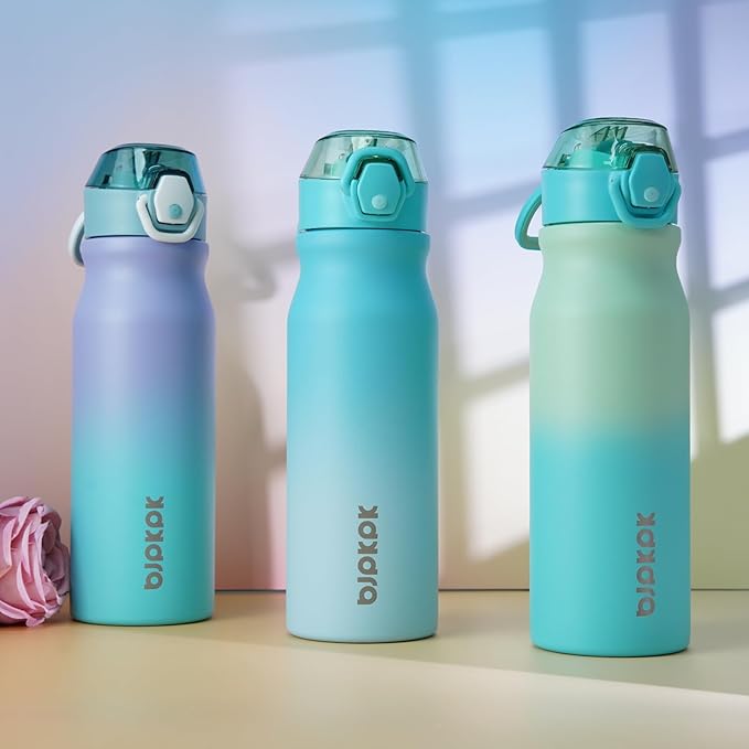 BJPKPK Insulated Water Bottle 25oz Stainless Steel Water Bottles with Straw and Carry Handle Double Wall Metal Thermal Flask,Lavender Green