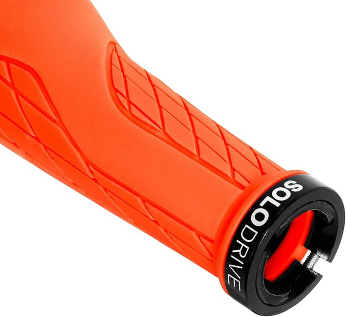 SOLODRIVE Ergonomic Design Mountain Bike Grips, Comfortable Bicycle Handlebar Grips, Single Lock-on and Non-Slip MTB Handle, Fit MTB, E-Bike, Hybrid, Scooter