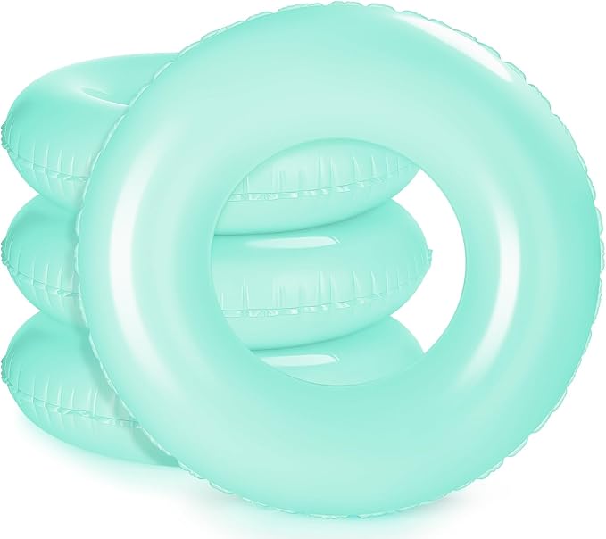 ShinyRelief 4 Pcs Inflatable Pool Floats 33 Inch Swim Rings for Adults Colorful Swim Inner Tube Swimming Ring Raft Float Toys for Beach Swimming Pool Party Supplies(Turquoise)