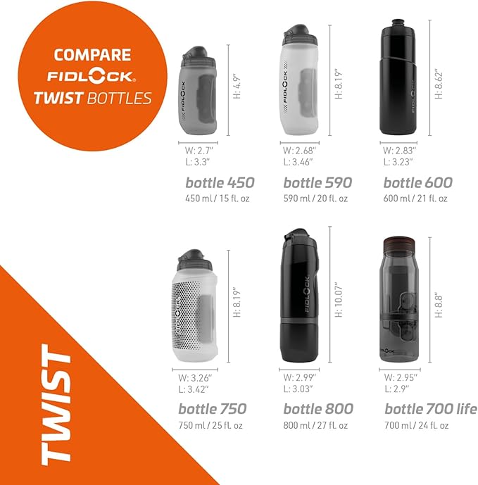 FIDLOCK Twist Bottle 750ml/25oz + Base Systems | New Leak-Proof, Self-Sealing Bottle Cap | Bike Water Bottle Holder with No Screws & Attached Bottle | Cage Free Magnetic Rack | Clear