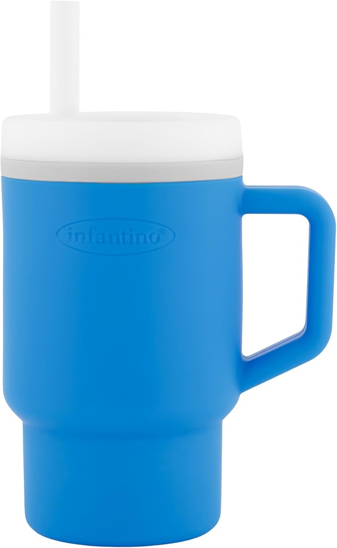 Infantino My 1st Tumbler, Silicone Sippy Cup with Straw & Handle, Spill-Resistant Baby Cup for On-the-Go, BPA-Free Transition Bottle