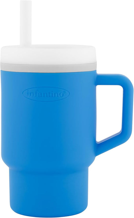 Infantino My 1st Tumbler, Silicone Sippy Cup with Straw & Handle, Spill-Resistant Baby Cup for On-the-Go, BPA-Free Transition Bottle