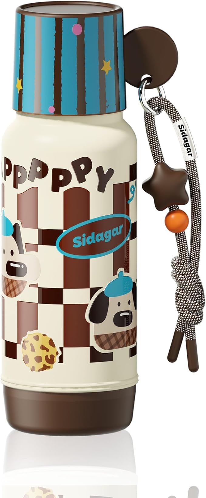 20 oz Cute Tumbler witn Lid and Straw, Insulated Stainless Steel Kids Water Bottle with Strap, Travel Leak Proof Coffee Cup, Dog
