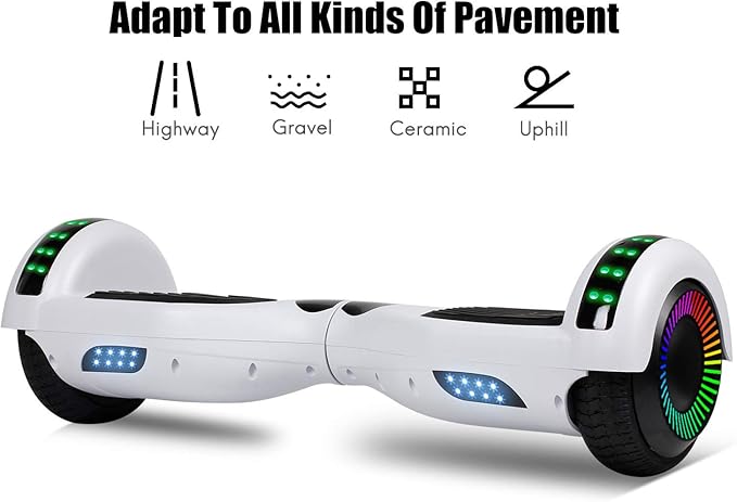 LIEAGLE Hoverboard, 6.5" Self Balancing Scooter Hover Board with Bluetooth Wheels LED Lights for Kids Adults