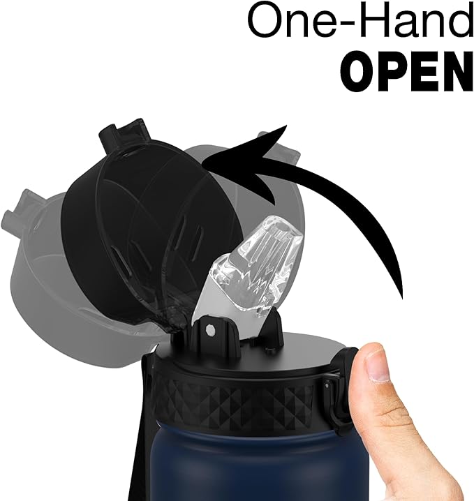 Kids Water Bottle, GOPPUS 18 Oz Stainless Steel Travel Bottle, Double Wall Vacuum Leak Proof Kids Cup for School Boys Girls, Navy Blue