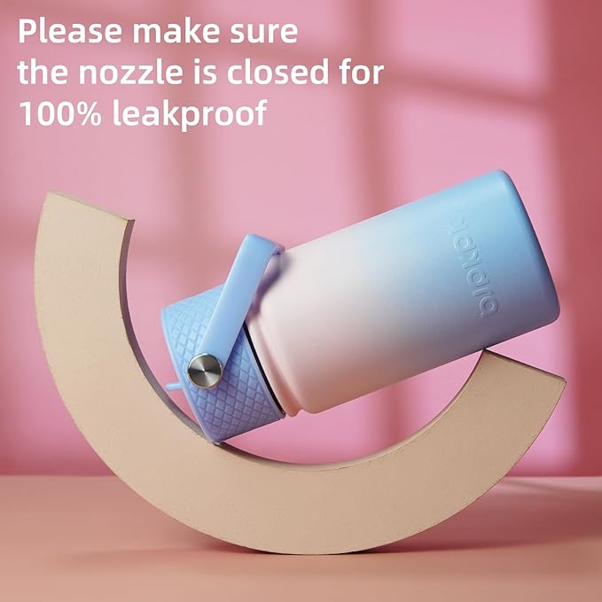 BJPKPK Insulated Water Bottle with Straw Lid, 15oz Cute Water Bottles, Stainless Steel Metal Thermo, Reusable BPA Free Leak Proof Tumblers, Cups,Sunset Clouds