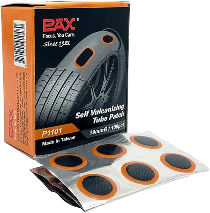 PAX 108 Pcs 19mmØ Round Bike Inner Tire Tube Patches, Flat Puncture Tire Repair Patch for Bicycle, Motorcycle, Scooter, BMX, ATVs, River Floating, Inflatable Rubber