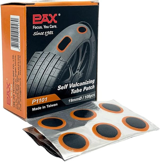 PAX 108 Pcs 19mmØ Round Bike Inner Tire Tube Patches, Flat Puncture Tire Repair Patch for Bicycle, Motorcycle, Scooter, BMX, ATVs, River Floating, Inflatable Rubber