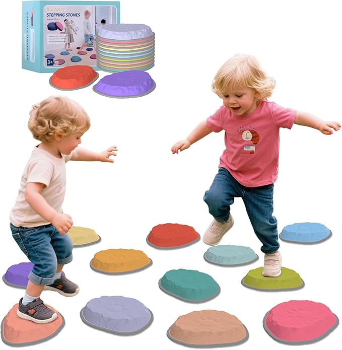 Stepping Stones for Kids, 12 PCS Balance Stepping Stones for Toddlers, Non-Slip Obstacle Course Sensory Toys Indoor Outdoor, Balance River Toys for Birthday, Children's Day and Christmas Gift