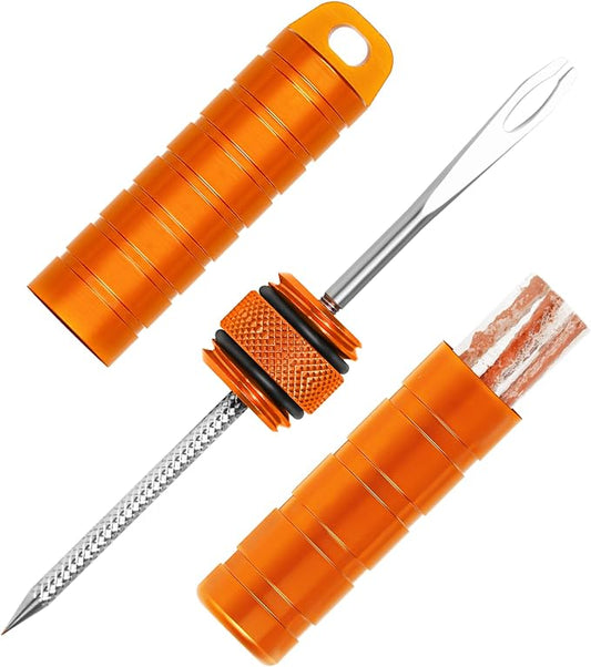 BWSHLF Tubeless Bike Tire Repair Kit for Mountain Bikes & Road Bicycles, Tubeless Tire Plug Kit with Storage Canister, Reamer, Insertion Fork, 10 Bacon Strips, Fix a Puncture or Flat, No Glue Needed