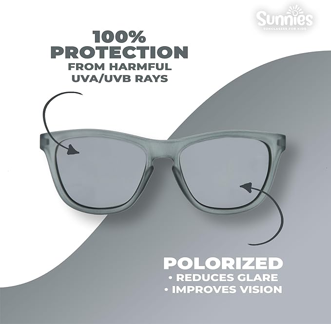 Sunnies Shades Kids Sunglasses, Toddler Sunglasses - Polarized UVA and UVB Protection, Anti-Slip Frame for kids.
