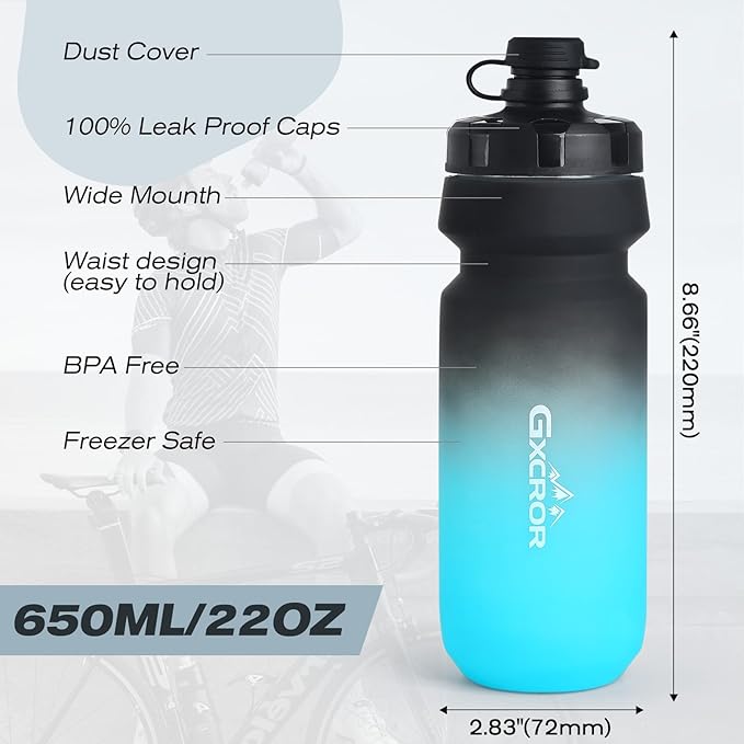 GXCROR Bike Water Bottle Holder with Bottle Combo, Lightweight, Durable & Secure Water Bottle Cage Set, Easy Installation, Fit for Sport Outdoor Cycling, MTB Road