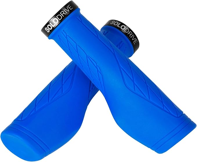 SOLODRIVE Ergonomic Design Mountain Bike Grips, Comfortable Bicycle Handlebar Grips, Single Lock-on and Non-Slip MTB Handle, Fit MTB, E-Bike, Hybrid, Scooter