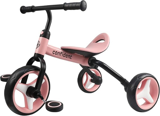 YGJT 4 in 1 Tricycle for Toddlers Age 2-5, Folding Kids Trike Tricycles Toddler Bike with Adjustable Seat and Removable Pedal, Baby Balance Bike Ride-on Toys Gift for Baby Boys Girls Birthday