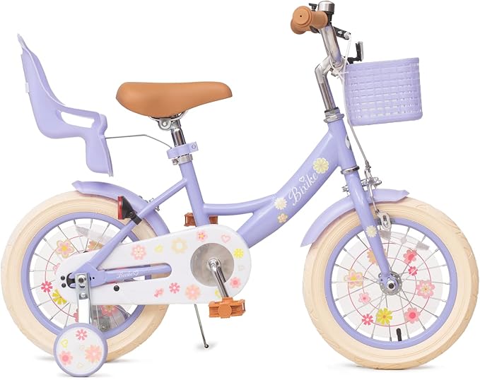 Girls Bike with Basket for Toddlers and Kids Aged 3-14 Years Old, 12 14 16 18 Inch with Training Wheels & Doll Seat, 20 Inch with Kickstand & Rear Rack, Princess Style Bicycle for Gift.
