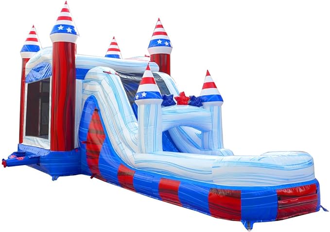 TentandTable Inflatable Bounce House Water Slide for Kids 5-12 Large, Commercial Grade Mega Bouncy Castle for Adults, Jump House, Includes Air Blower, 32' L x 16' W x 15' H, Stars and Stripes