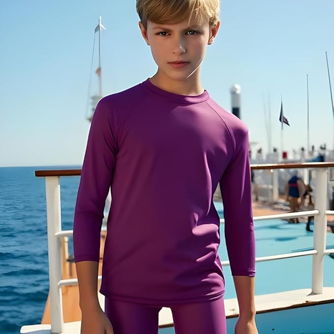 INGEAR Boys' Rash Guard UPF 50+ Swim Shirt - Lightweight, Quick-Dry, Durable Sun Protection for Swimming, Sizes XS-XL