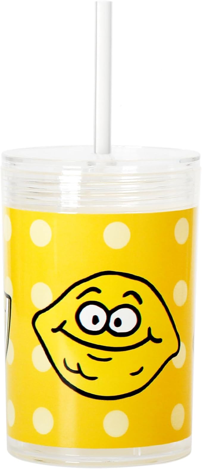 Youngever Kids Tritan Cup with Straws, Reusable 14 Ounce Toddler Cup with Lid and Straw, Unbreakable Kids Tritan Tumbler with Straw (Lemon)