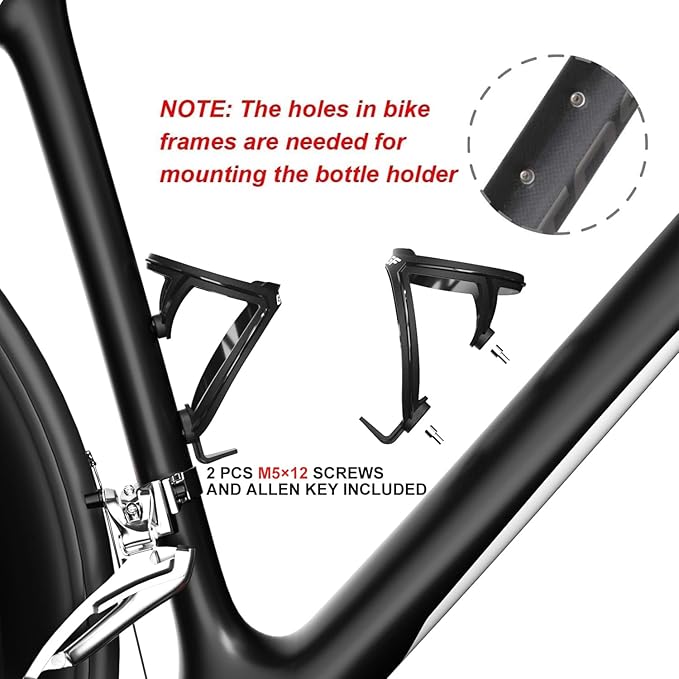 GEMFUL 24 oz Cycling Water Bottle and Cage Set BPA Free Bike Water Bottle Holder Combo Leak Proof Lightweight 750ml Fits MTB Mountain Road Bicycle (Black)