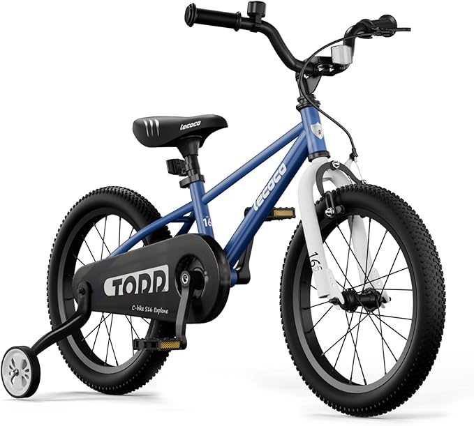 lecoco Kids Bike for Boys Girls, 14 16 18 Inch Children's Bicycle with Training Wheels Pedal Brakes Handbrake & Kickstand Training Bike for Kids and Toddler Multiple Color
