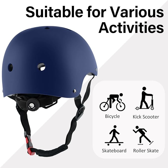 Skateboard Bike Helmet, Lightweight Adjustable, Multi-Sport for Bicycle Skate Scooter, 3 Sizes for Adult Youth & Kids