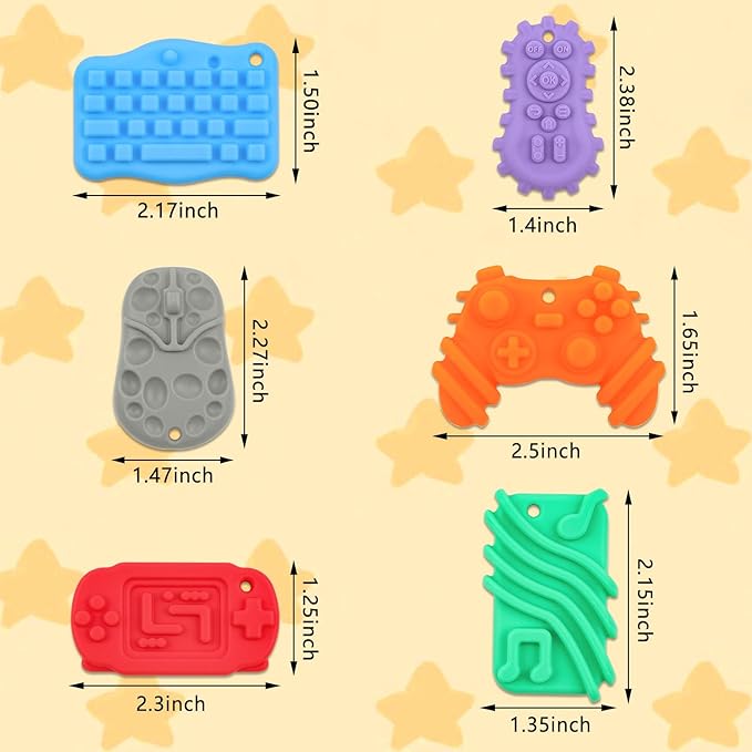 Sensory Toys Silicone Worry Stones 6 Packs - Fidget Toys for Autism Kids & Adults, Anxiety Relief Tools with Unique Shapes for School / Office Use, Calming Stress Toy & Fun Student Prizes