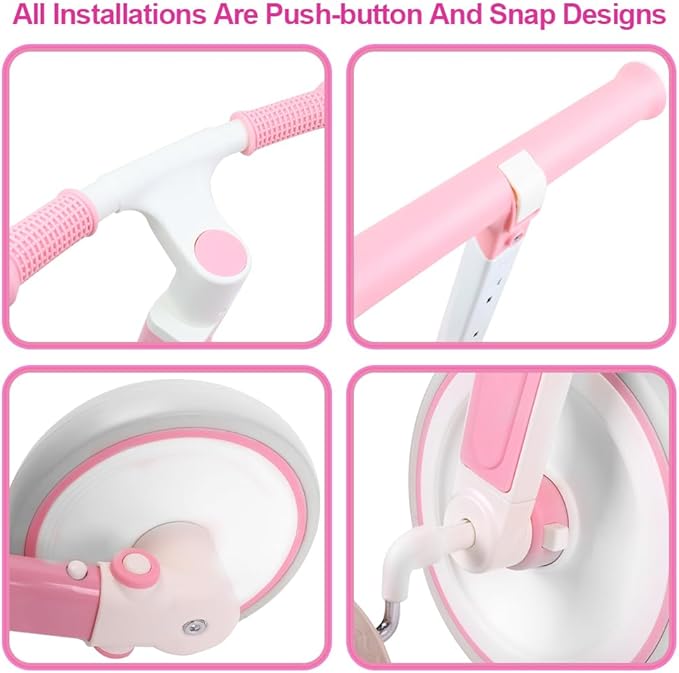 XIAPIA Tricycle for Toddlers 1-3 Year Olds, 5 in 1 Toddler Balance Bike with Removable Pedal, Push Trike Toys with Adjustable Pushrod for 2 3 4 5 Year Old Boys & Girls, Birthday Gifts for Kids