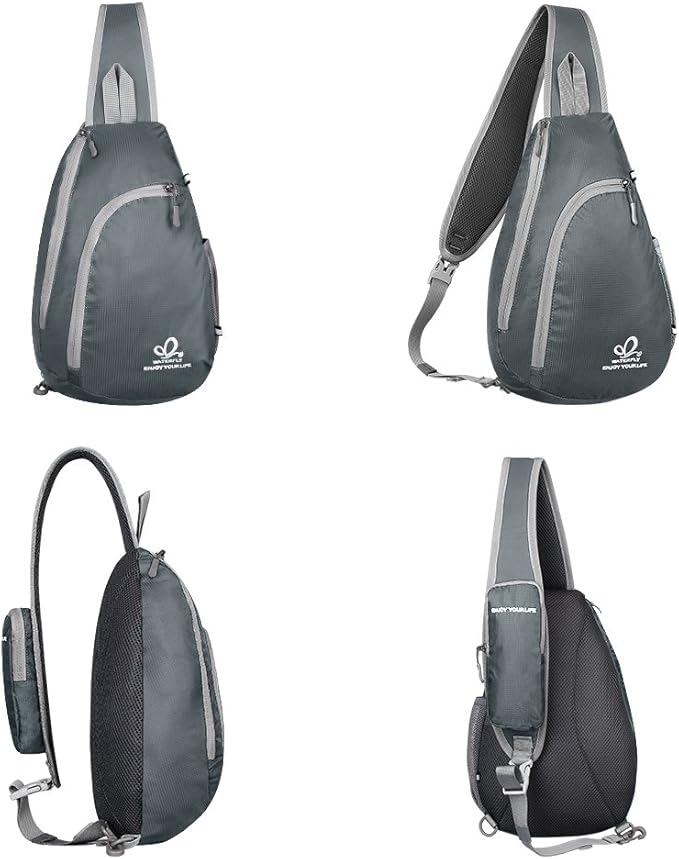 WATERFLY Crossbody Sling Bag Small Water Resistant Backpack Lightweight Shoulder Chest Daypack for Men Women Hiking Travel