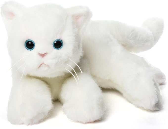 Bearington Collection Muffin Plush White Cat Stuffed Animal, 15 Inch