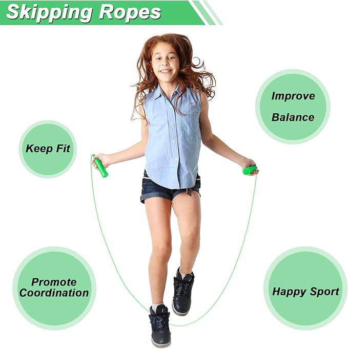 Aodaer Kids Jump Rope Set Colorful Outdoor Jump Ropes 7.3 Feet Adjustable Skipping Ropes for Outdoor Fun Activity Great Party Favor