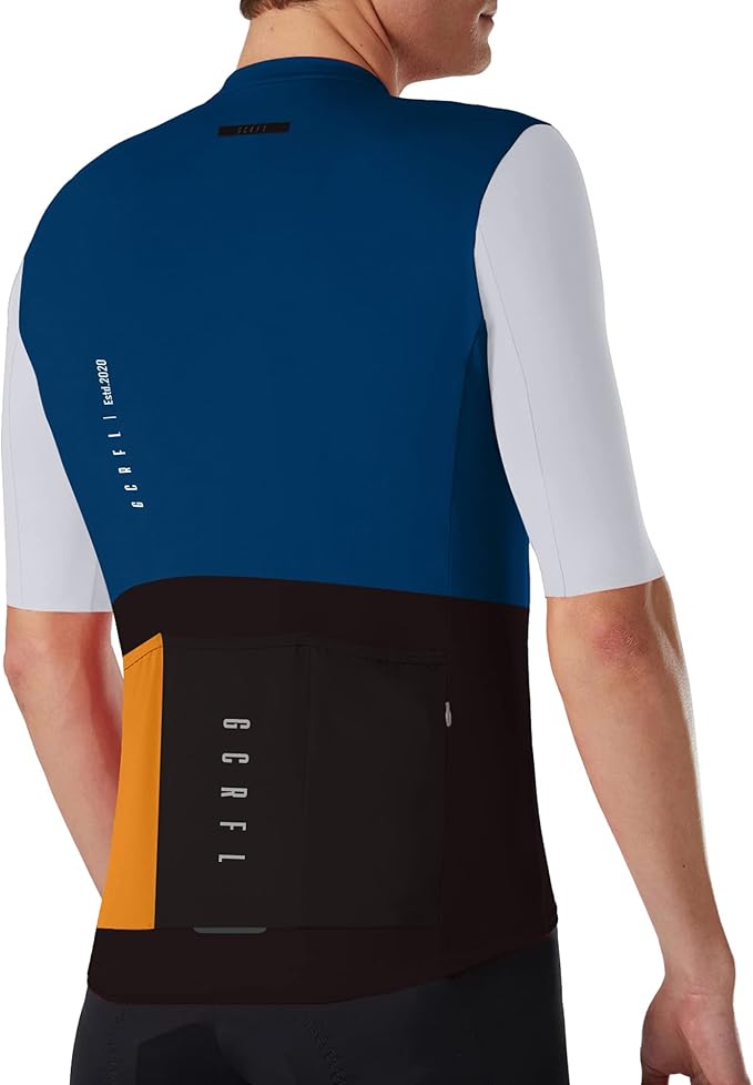 Men's Cycling Jersey Set Cycling Kit Bicycle Jersey Rear Zipper Pocket Bike Bib Shorts with Pockets Race Fit High Density Pad